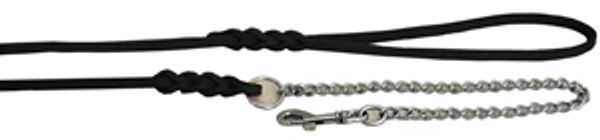 Hovedbilde ALAC Koppel Lær Svart med Kjede 12 mm 190 cm