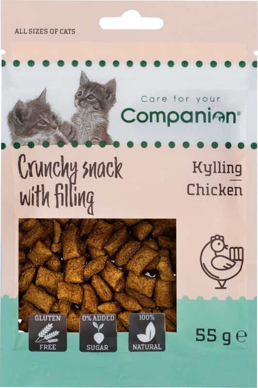 Companion Cat Crunchy Snack Kylling 55g | Glutenfri Kattegodbit