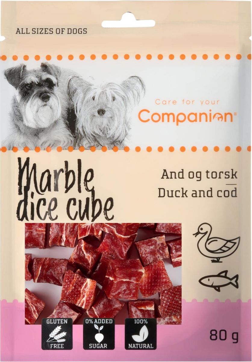Companion marmorerte terningekuber – ande og torsk