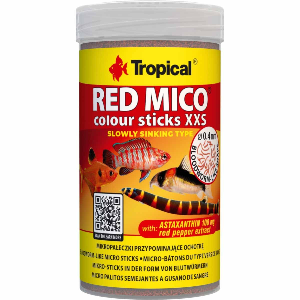 Tropical Red Mico Colour Sticks XXS 100ml - Fargeforsterkende fiskemat
