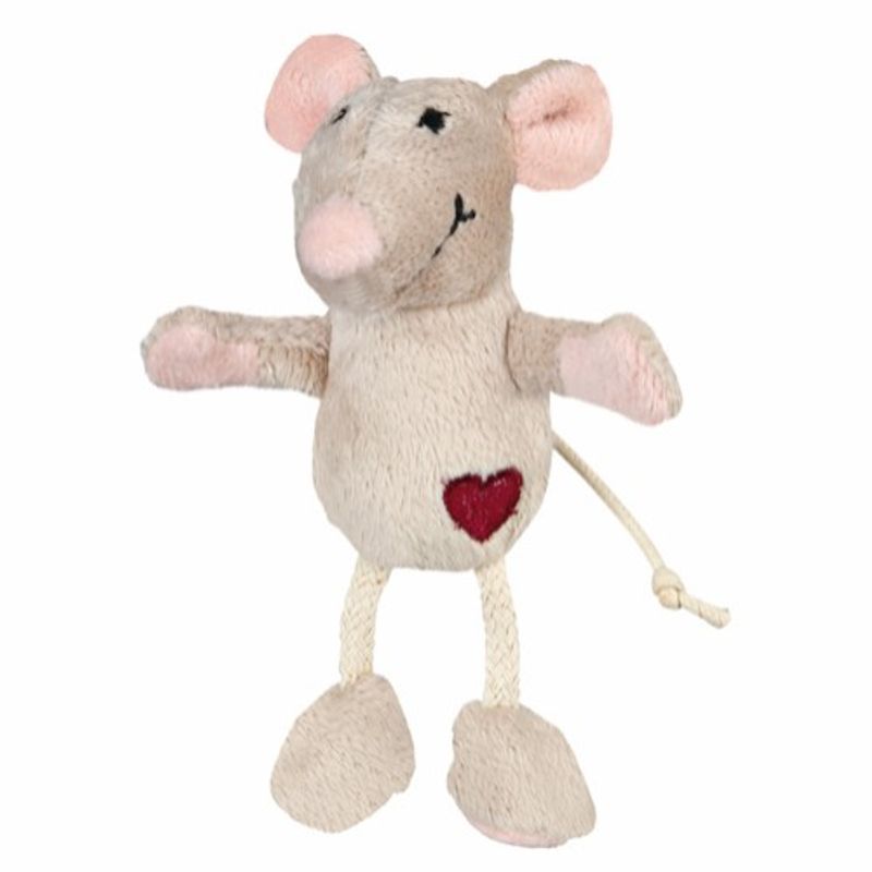 Trixie mus i plysj (polyester) 11 cm. Beige