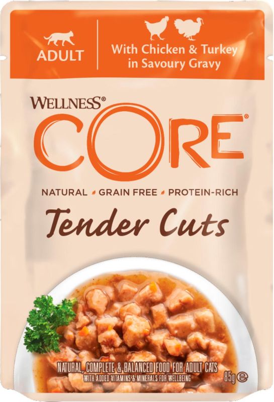 Wellness CORE Tender Cuts Kylling & Kalkun 85g | Kornfri