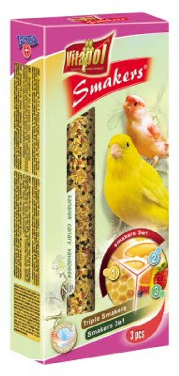 VITAPOL SMAKERS KANARIFUGL 3I1 FRUKT/HONNING/EGG 85GR