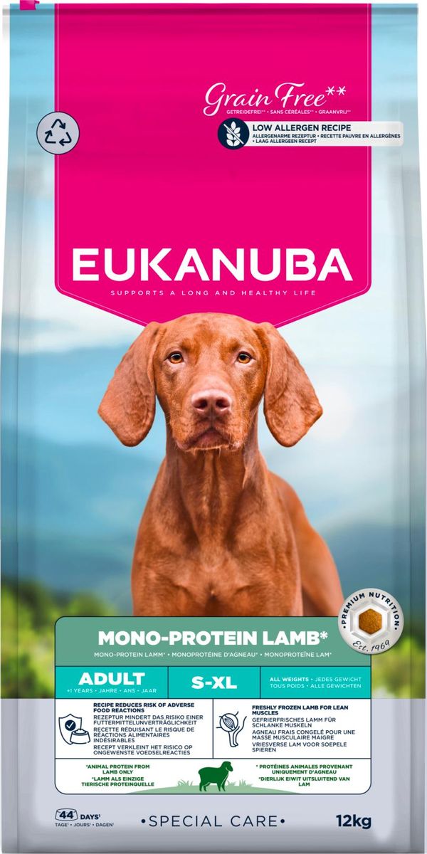 EUKANUBA Mono-Protein Lam 12kg | Kornfritt Hundefôr