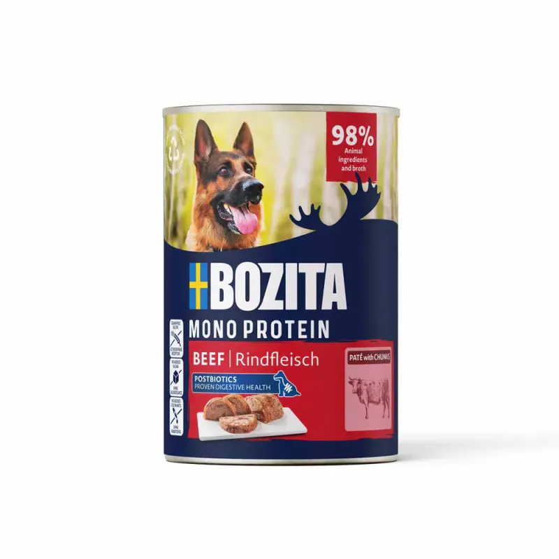 BOZITA Hundepaté Storfe 400g | Monoprotein med Postbiotika