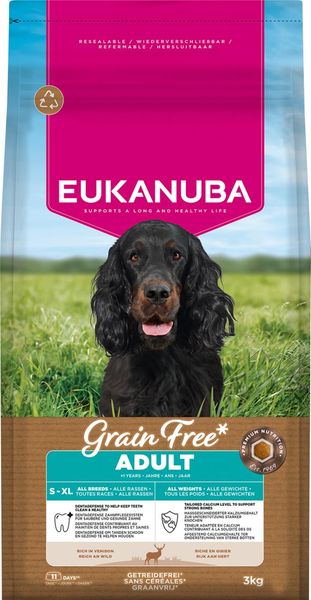 Hovedbilde EUKANUBA Grain Free Hjort 3kg | Kornfritt Hundefôr