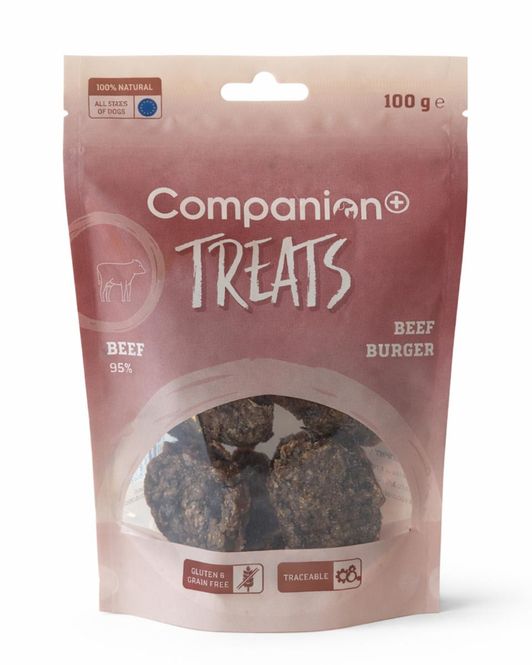 Hovedbilde Companion+ Beef Burger Hundesnacks 100g | Myke Biffburgere