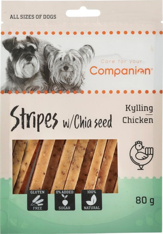 Companion Stripes m/ Chiafrø & Kylling 80g | Glutenfri